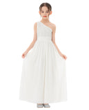 One Shoulder Sequins Chiffon Flower Girl Dress for Special Occasions Photoshoot Ceremonial Gown 328