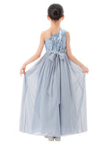 One Shoulder Sequins Chiffon Flower Girl Dress for Special Occasions Photoshoot Ceremonial Gown 328