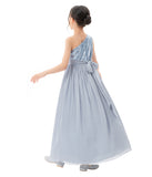 One Shoulder Sequins Chiffon Flower Girl Dress for Special Occasions Photoshoot Ceremonial Gown 328
