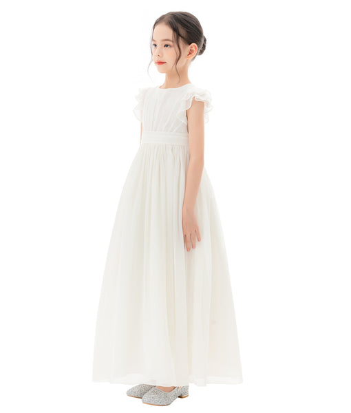 Ruffle Chiffon Flower Girl Dresses for Special Occasions Junior Pageants Communion Baptism Gowns 822