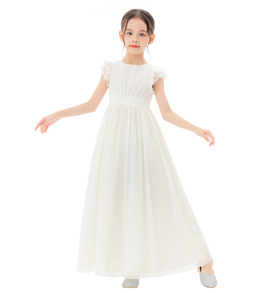 Ruffle Chiffon Flower Girl Dresses for Special Occasions Junior Pageants Communion Baptism Gowns 822