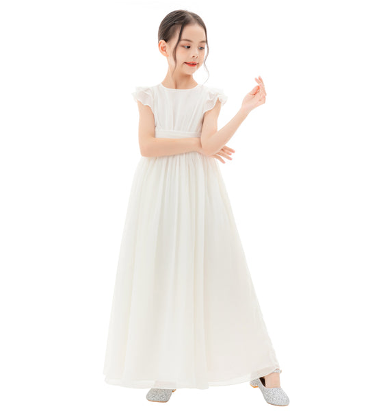 Ruffle Chiffon Flower Girl Dresses for Special Occasions Junior Pageants Communion Baptism Gowns 822
