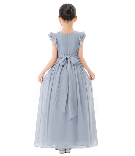 Ruffle Chiffon Flower Girl Dresses for Special Occasions Junior Pageants Communion Baptism Gowns 822