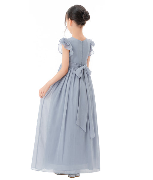 Ruffle Chiffon Flower Girl Dresses for Special Occasions Junior Pageants Communion Baptism Gowns 822