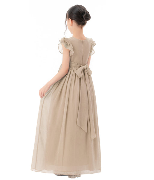 Ruffle Chiffon Flower Girl Dresses for Special Occasions Junior Pageants Communion Baptism Gowns 822
