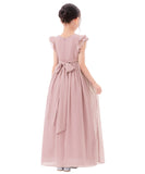 Ruffle Chiffon Flower Girl Dresses for Special Occasions Junior Pageants Communion Baptism Gowns 822
