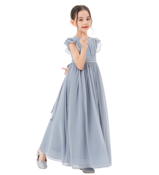 Ruffle Chiffon Flower Girl Dresses for Special Occasions Junior Pageants Communion Baptism Gowns 822