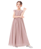 Ruffle Chiffon Flower Girl Dresses for Special Occasions Junior Pageants Communion Baptism Gowns 822