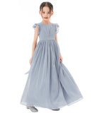 Ruffle Chiffon Flower Girl Dresses for Special Occasions Junior Pageants Communion Baptism Gowns 822