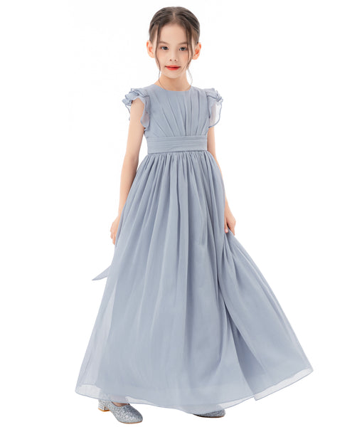 Ruffle Chiffon Flower Girl Dresses for Special Occasions Junior Pageants Communion Baptism Gowns 822