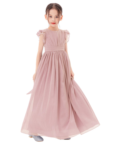 Ruffle Chiffon Flower Girl Dresses for Special Occasions Junior Pageants Communion Baptism Gowns 822