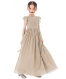 Ruffle Chiffon Flower Girl Dresses for Special Occasions Junior Pageants Communion Baptism Gowns 822