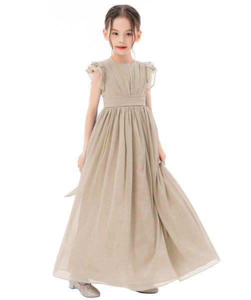 Ruffle Chiffon Flower Girl Dresses for Special Occasions Junior Pageants Communion Baptism Gowns 822
