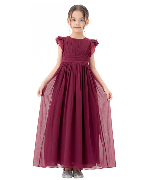 Ruffle Chiffon Flower Girl Dresses for Special Occasions Junior Pageants Communion Baptism Gowns 822
