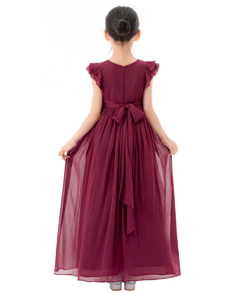 Ruffle Chiffon Flower Girl Dresses for Special Occasions Junior Pageants Communion Baptism Gowns 822