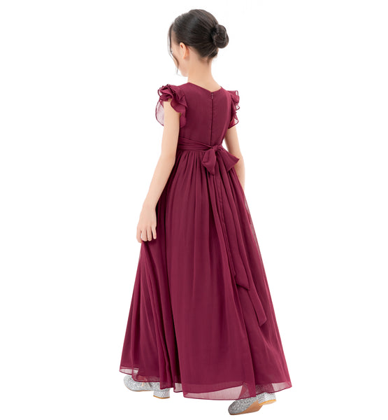 Ruffle Chiffon Flower Girl Dresses for Special Occasions Junior Pageants Communion Baptism Gowns 822