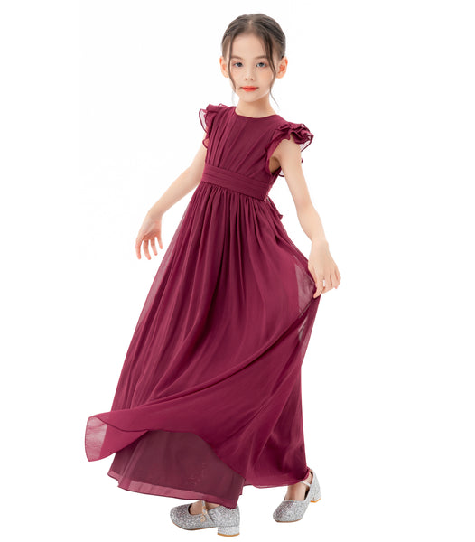 Ruffle Chiffon Flower Girl Dresses for Special Occasions Junior Pageants Communion Baptism Gowns 822