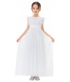 Ruffle Chiffon Flower Girl Dresses for Special Occasions Junior Pageants Communion Baptism Gowns 822
