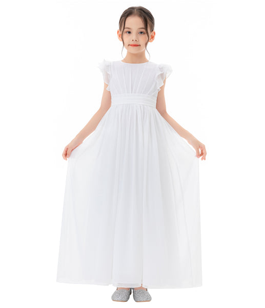 Ruffle Chiffon Flower Girl Dresses for Special Occasions Junior Pageants Communion Baptism Gowns 822