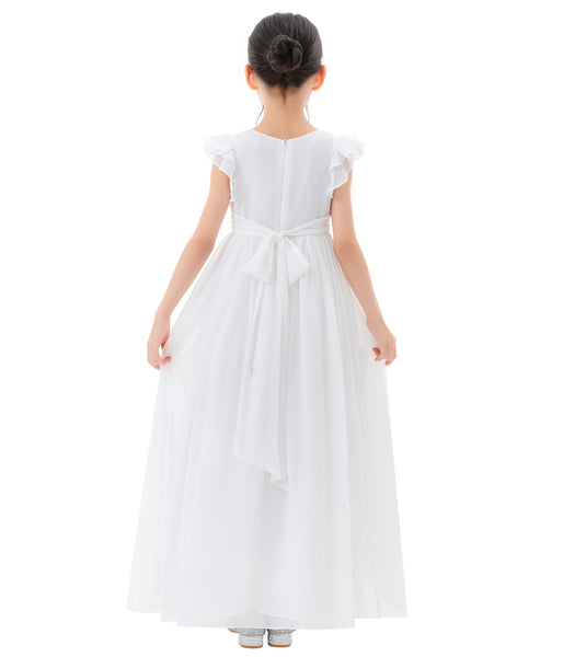 Ruffle Chiffon Flower Girl Dresses for Special Occasions Junior Pageants Communion Baptism Gowns 822