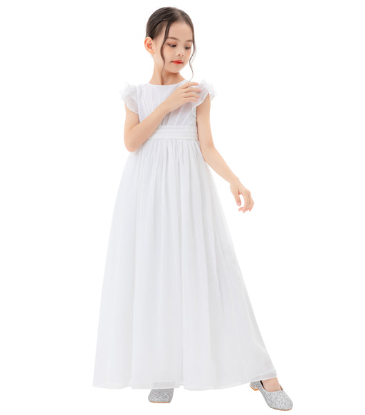 Ruffle Chiffon Flower Girl Dresses for Special Occasions Junior Pageants Communion Baptism Gowns 822