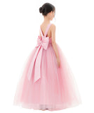 Satin Backless Tulle Flower Girl Dresses for Special Occasions Bridesmaid Pretty Princess Gown 722