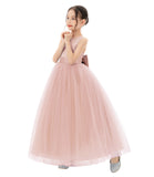 Satin Backless Tulle Flower Girl Dresses for Special Occasions Bridesmaid Pretty Princess Gown 722