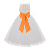 Ivory Floral Lace Heart Cutout Flower Girl Dress Communion Baptism Junior Bridesmaid Dress 172T(2)