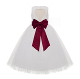 Ivory Floral Lace Heart Cutout Flower Girl Dress Communion Baptism Junior Bridesmaid Dress 172T(2)