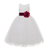 Ivory Floral Lace Heart Cutout Flower Girl Dress Communion Baptism Junior Bridesmaid Dress 172T(2)