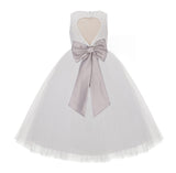 Ivory Floral Lace Heart Cutout Flower Girl Dress Communion Baptism Junior Bridesmaid Dress 172T(4)