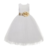 Ivory Floral Lace Heart Cutout Flower Girl Dress Communion Baptism Junior Bridesmaid Dress 172T(1)