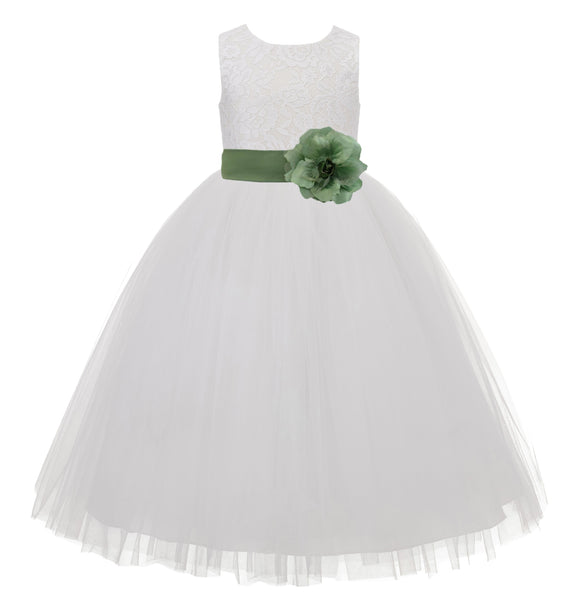 Ivory Floral Lace Heart Cutout Flower Girl Dress Communion Baptism Junior Bridesmaid Dress 172T(1)