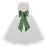 Ivory Floral Lace Heart Cutout Flower Girl Dress Communion Baptism Junior Bridesmaid Dress 172T(1)