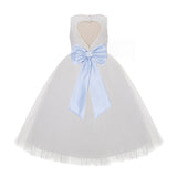 Ivory Floral Lace Heart Cutout Flower Girl Dress Communion Baptism Junior Bridesmaid Dress 172T(5)