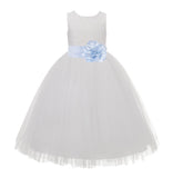 Ivory Floral Lace Heart Cutout Flower Girl Dress Communion Baptism Junior Bridesmaid Dress 172T(5)