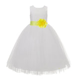 Ivory Floral Lace Heart Cutout Flower Girl Dress Communion Baptism Junior Bridesmaid Dress 172T(3)