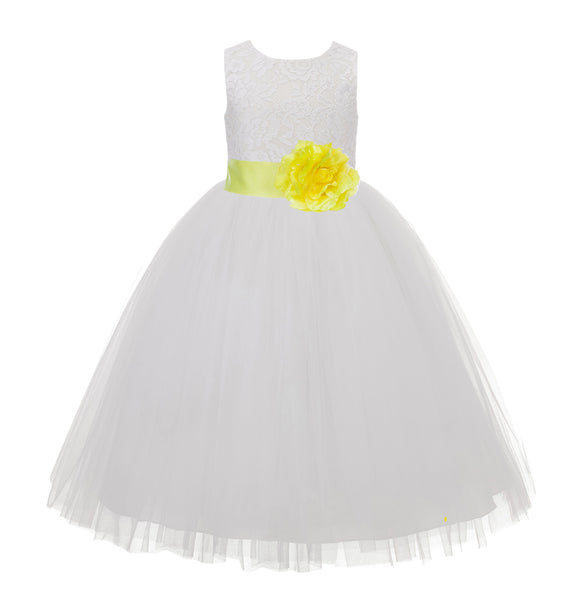 Ivory Floral Lace Heart Cutout Flower Girl Dress Communion Baptism Junior Bridesmaid Dress 172T(3)