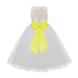 Ivory Floral Lace Heart Cutout Flower Girl Dress Communion Baptism Junior Bridesmaid Dress 172T(3)