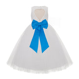 Ivory Floral Lace Heart Cutout Flower Girl Dress Communion Baptism Junior Bridesmaid Dress 172T(5)