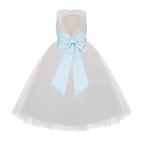 Ivory Floral Lace Heart Cutout Flower Girl Dress Communion Baptism Junior Bridesmaid Dress 172T(5)