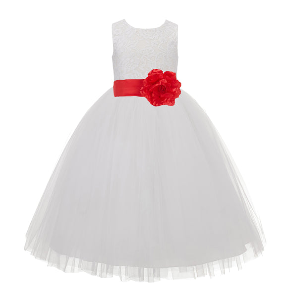 Ivory Floral Lace Heart Cutout Flower Girl Dress Communion Baptism Junior Bridesmaid Dress 172T(1)