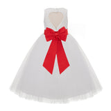 Ivory Floral Lace Heart Cutout Flower Girl Dress Communion Baptism Junior Bridesmaid Dress 172T(1)