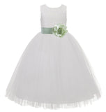 Ivory Floral Lace Heart Cutout Flower Girl Dress Communion Baptism Junior Bridesmaid Dress 172T(4)