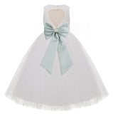 Ivory Floral Lace Heart Cutout Flower Girl Dress Communion Baptism Junior Bridesmaid Dress 172T(4)