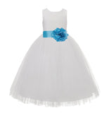 Ivory Floral Lace Heart Cutout Flower Girl Dress Communion Baptism Junior Bridesmaid Dress 172T(2)