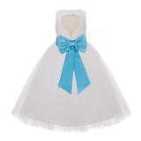 Ivory Floral Lace Heart Cutout Flower Girl Dress Communion Baptism Junior Bridesmaid Dress 172T(2)