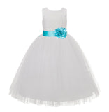 Ivory Floral Lace Heart Cutout Flower Girl Dress Communion Baptism Junior Bridesmaid Dress 172T(5)