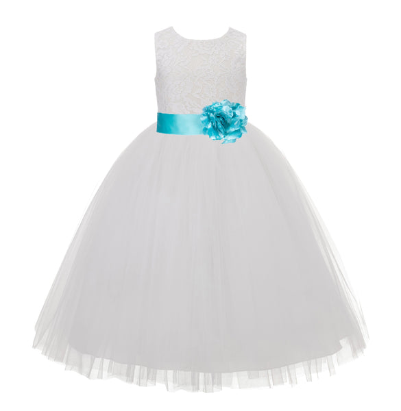 Ivory Floral Lace Heart Cutout Flower Girl Dress Communion Baptism Junior Bridesmaid Dress 172T(5)
