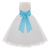 Ivory Floral Lace Heart Cutout Flower Girl Dress Communion Baptism Junior Bridesmaid Dress 172T(5)